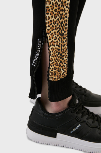 Just Cavalli Leopar Desenli Fermuar Detaylı Elastik Bel % 100 Pamuk Bayan Pantolon S02KA0297 N25189 900 SİYAH - 5
