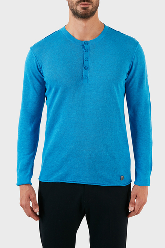 Karl Lagerfeld % 100 Keten Slim Fit Düğmeli Sıfır Yaka Erkek Kazak 655045 0 521305 640 SAKS - 1
