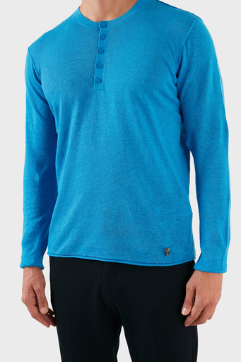 Karl Lagerfeld % 100 Keten Slim Fit Düğmeli Sıfır Yaka Erkek Kazak 655045 0 521305 640 SAKS - 4