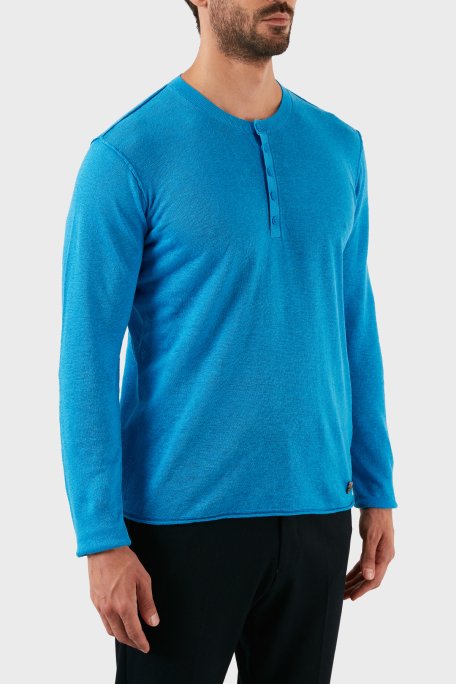 Karl Lagerfeld % 100 Keten Slim Fit Düğmeli Sıfır Yaka Erkek Kazak 655045 0 521305 640 SAKS - 7