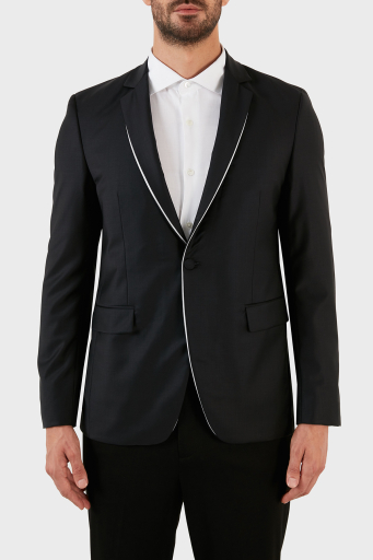 Karl Lagerfeld Yün Karışımlı Regular Fit Tek Düğmeli Çift Yırtmaçlı Erkek Ceket 155261 10 521096 990 SİYAH - 1