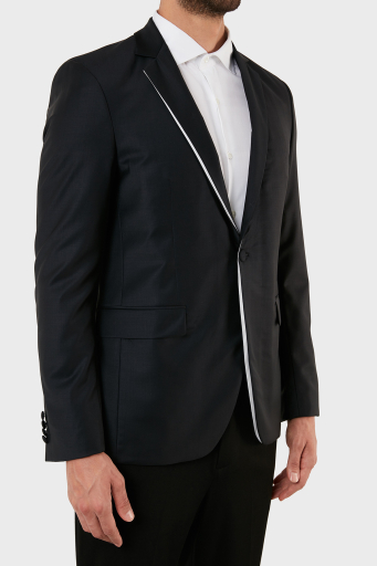 Karl Lagerfeld Yün Karışımlı Regular Fit Tek Düğmeli Çift Yırtmaçlı Erkek Ceket 155261 10 521096 990 SİYAH - 4