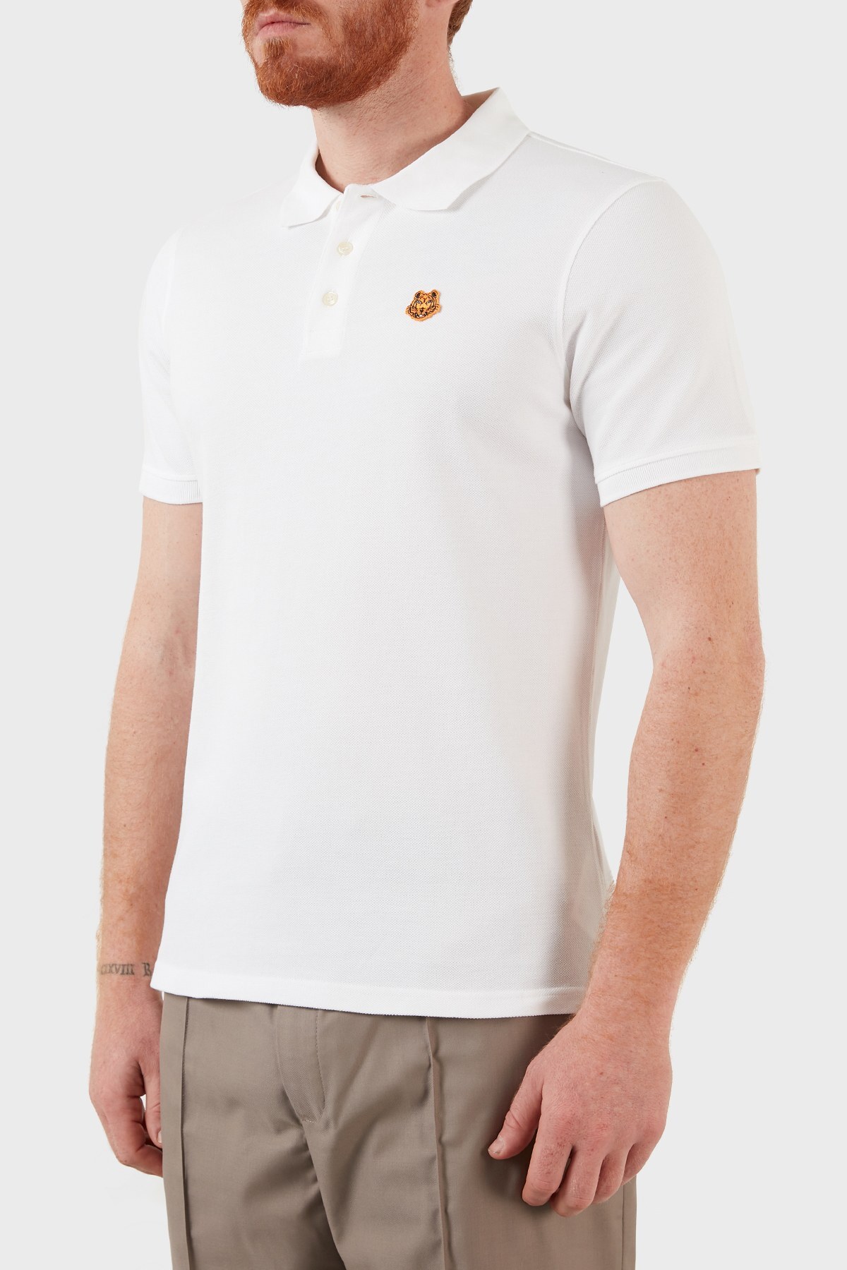 Kenzo Pamuklu Regular Fit Düğmeli Polo Erkek T Shirt FA6 5PO001 4PU 01B BEYAZ