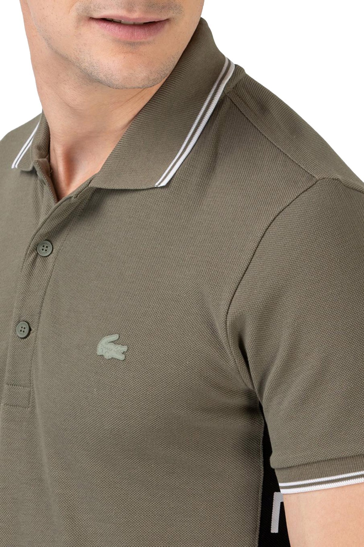 Lacoste % 100 Pamuklu Slim Fit T Shirt Erkek Polo PH0102 02H HAKİ