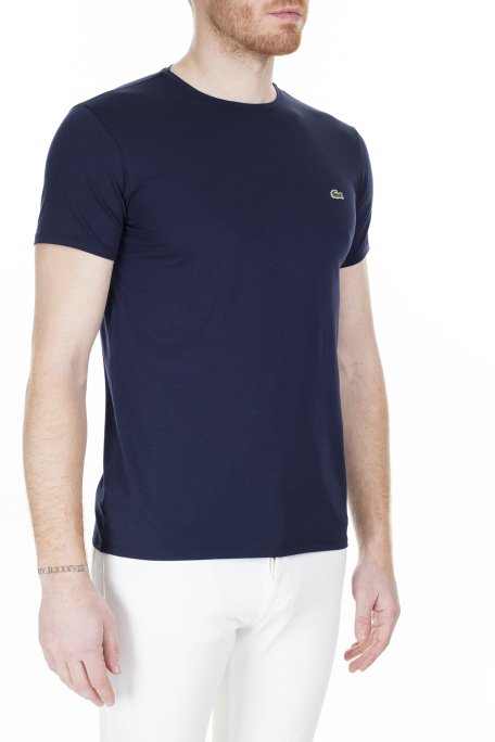 Lacoste Slim Fit Bisiklet Yaka % 100 Pamuk Erkek T Shirt TH0998 166 LACİVERT - 4