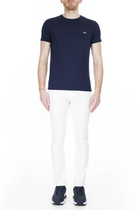 Lacoste Slim Fit Bisiklet Yaka % 100 Pamuk Erkek T Shirt TH0998 166 LACİVERT - 5