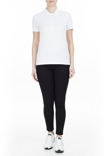 Lacoste Yaka T Shirt Bayan Polo PF5462 001 BEYAZ - 5