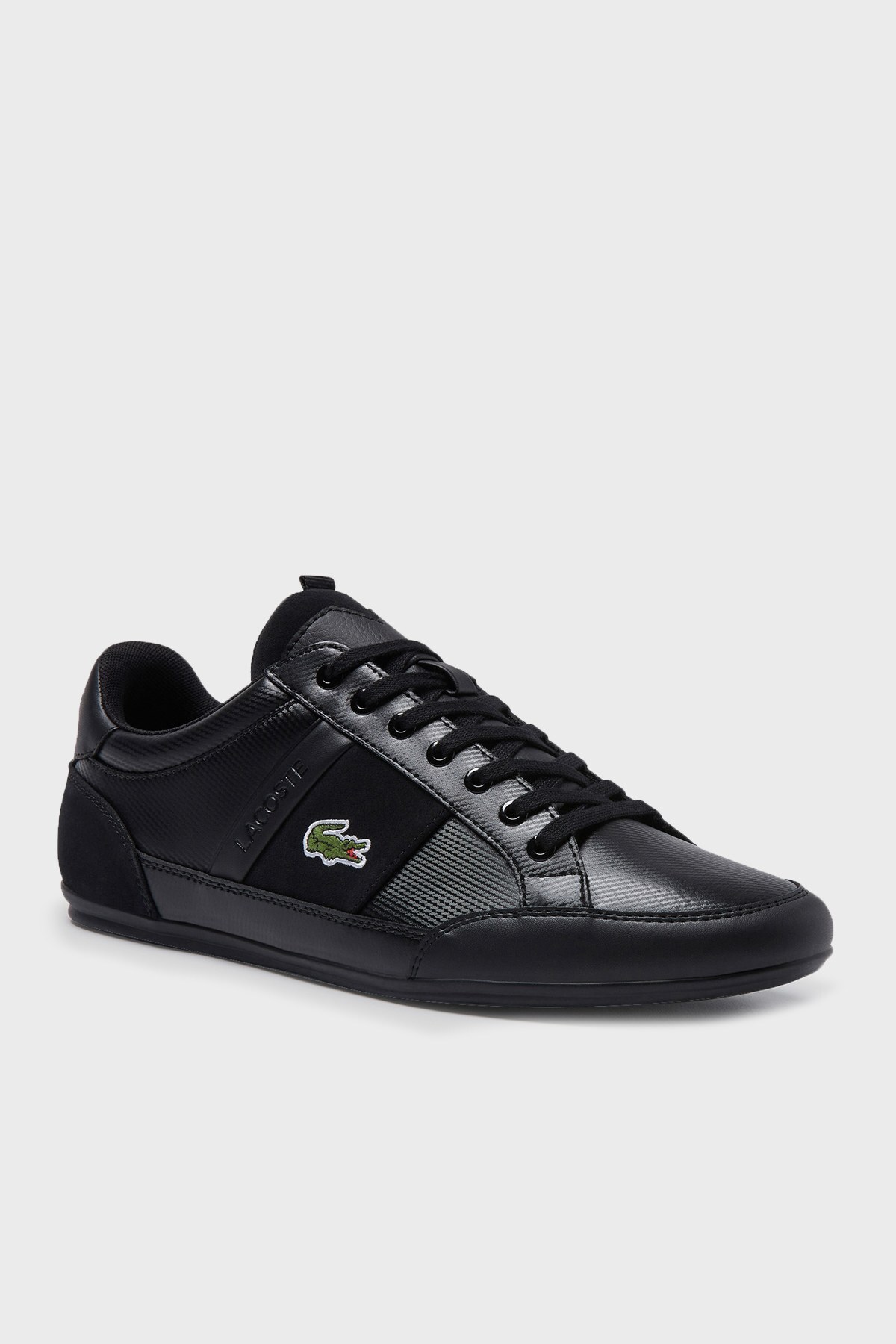 Lacoste Logolu Bağcıklı Deri Sneaker Erkek Ayakkabı 743CMA0035 02H SİYAH