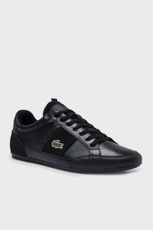 Lacoste - Lacoste Logolu Bağcıklı Deri Sneaker Erkek Ayakkabı 743CMA0035 02H SİYAH