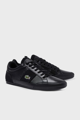 Lacoste - Lacoste Logolu Bağcıklı Deri Sneaker Erkek Ayakkabı 743CMA0035 02H SİYAH (1)