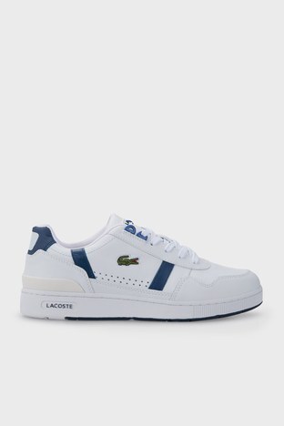 Lacoste - Lacoste Logolu Bağcıklı Deri Sneaker Erkek Ayakkabı 743SMA0023T 080 BEYAZ-LACİVERT