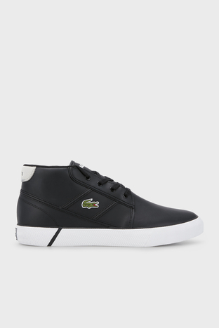 Lacoste - Lacoste Logolu Deri Sneaker Erkek Ayakkabı 740CMA0024 454 SİYAH-BEYAZ