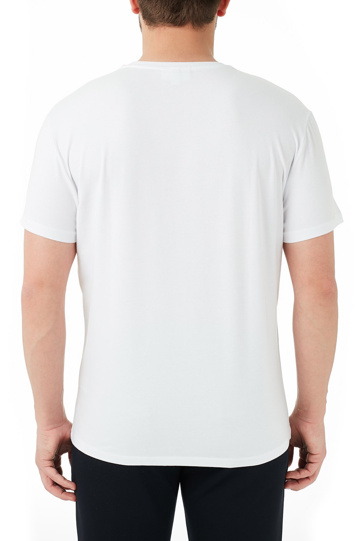 Lacoste Erkek T Shirt TH0112 12B BEYAZ-MAVİ