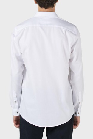 Lacoste - Lacoste Pamuklu Düğmeli Yaka Slim Fit Erkek Gömlek CH2260 60B BEYAZ (1)