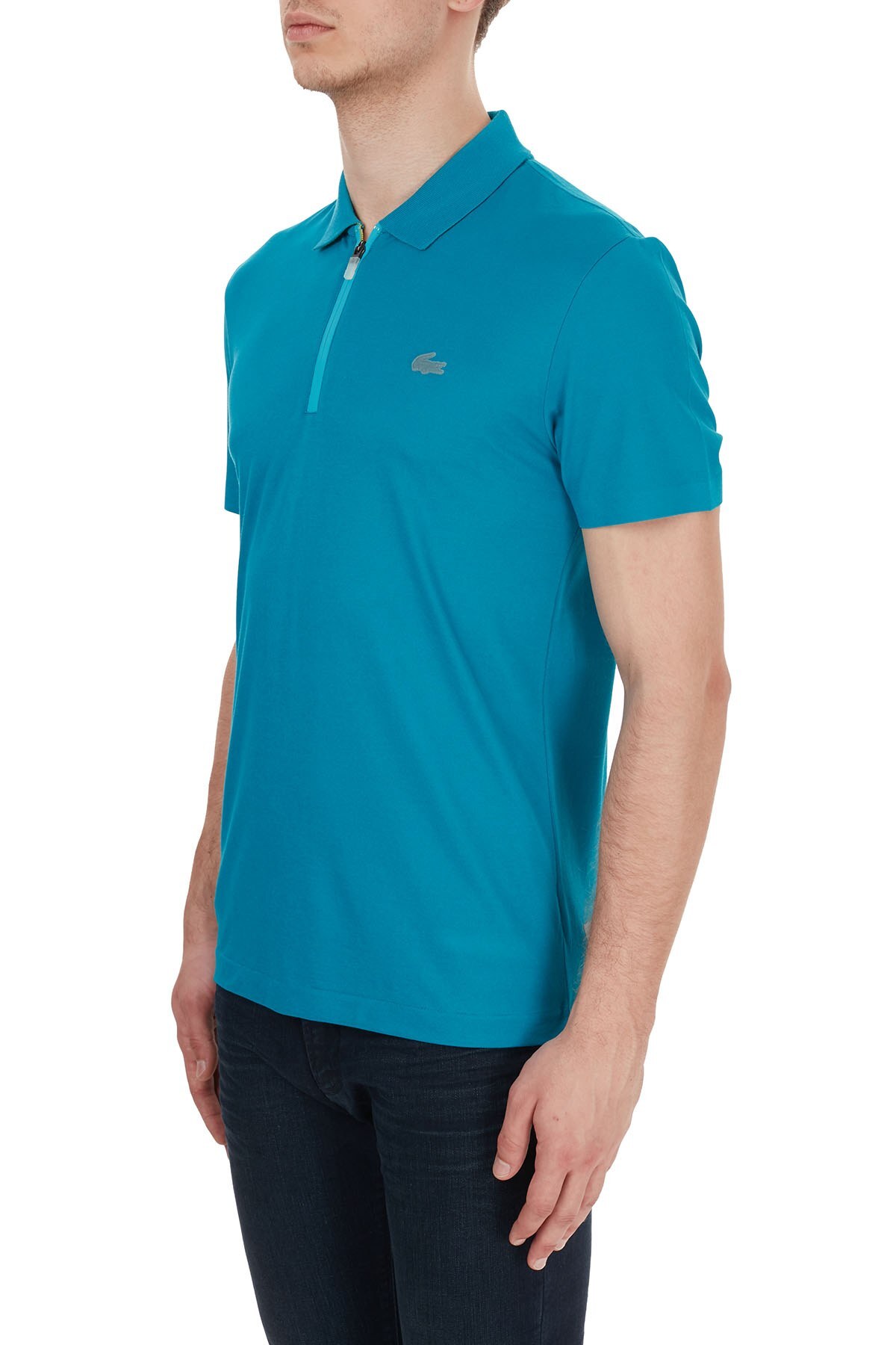 Lacoste Slim Fit Fermuarlı T Shirt Erkek Polo PH5109 TS7 MAVİ