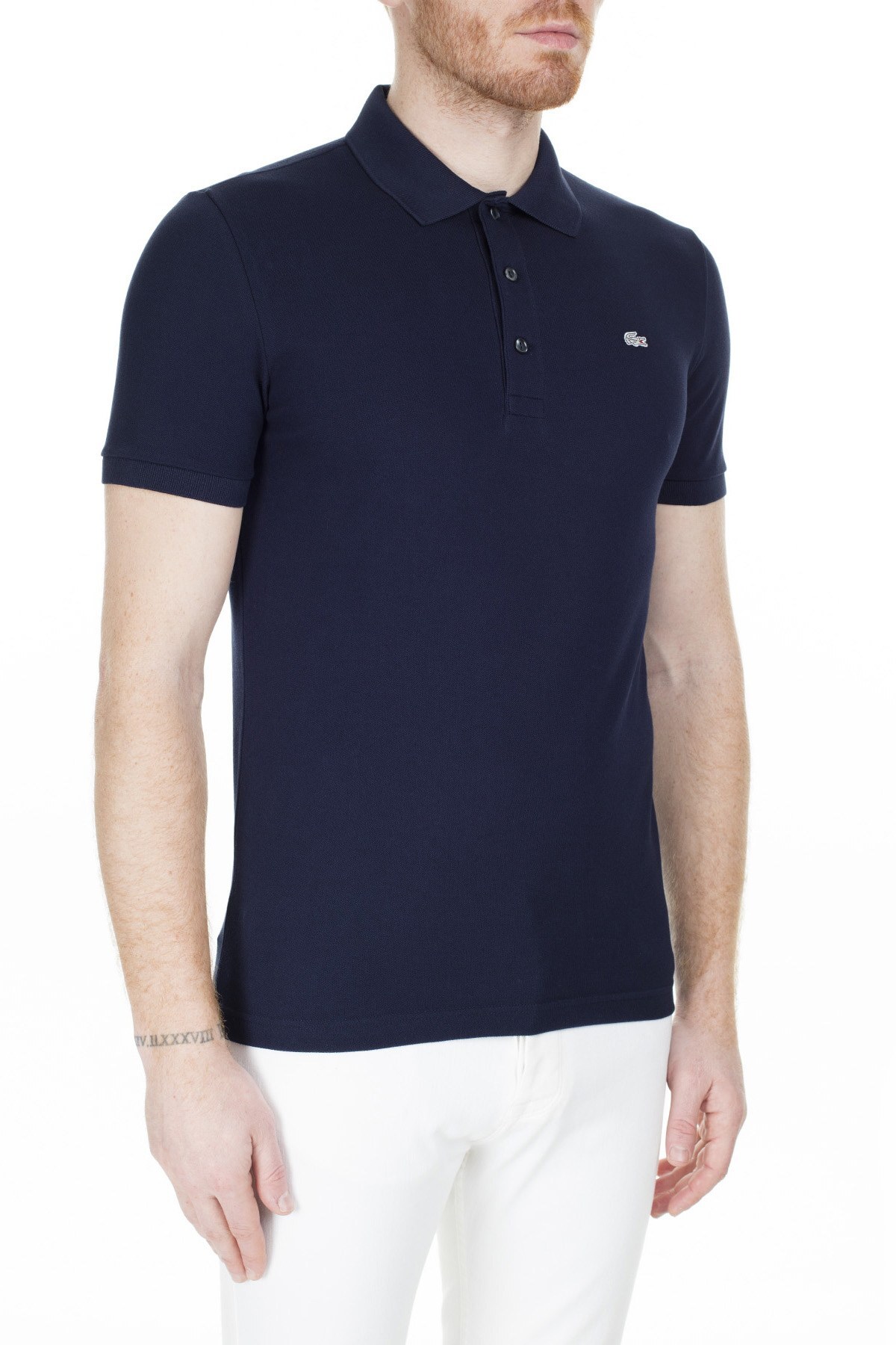 Lacoste Slim Fit T Shirt Erkek Polo PH4014 166 LACİVERT