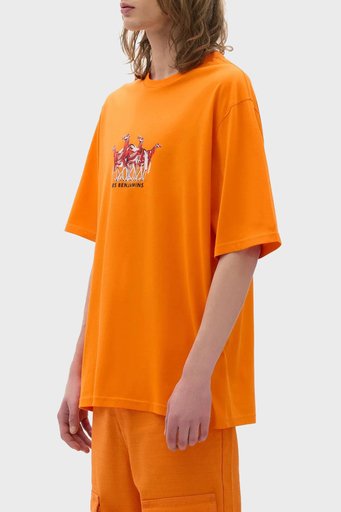 Les Benjamins % 100 Pamuk Oversize Fit Bisiklet Yaka Erkek T Shirt LB23SSHOEMUOT-006 TURUNCU - 2