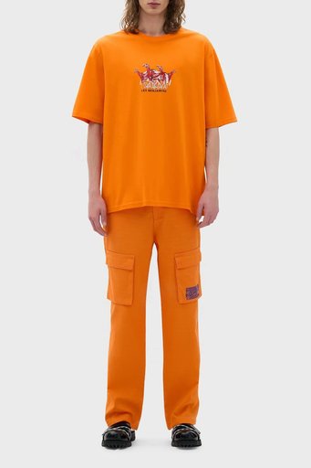 Les Benjamins % 100 Pamuk Oversize Fit Bisiklet Yaka Erkek T Shirt LB23SSHOEMUOT-006 TURUNCU - 3