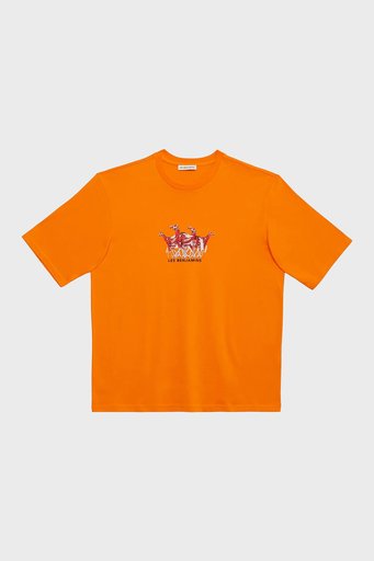 Les Benjamins % 100 Pamuk Oversize Fit Bisiklet Yaka Erkek T Shirt LB23SSHOEMUOT-006 TURUNCU - 5