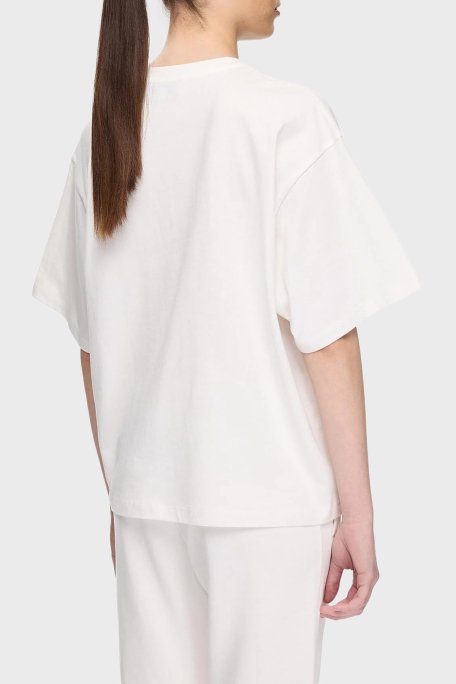 Les Benjamins % 100 Pamuk Oversize Fit Bisiklet Yaka Logolu Bayan T Shirt LBNOOSESSFUTS-306 BEYAZ - 3