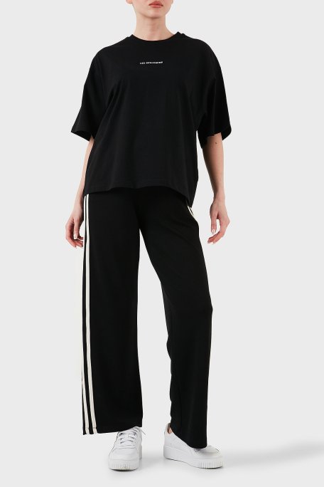 Les Benjamins % 100 Pamuk Oversize Fit Bisiklet Yaka Logolu Bayan T Shirt LBNOOSESSFUTS-307 SİYAH - 2