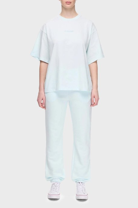 Les Benjamins % 100 Pamuk Oversize Fit Bisiklet Yaka Logolu Bayan T Shirt LBNOOSESSFUTS-311 BEBE MAVİ - 4