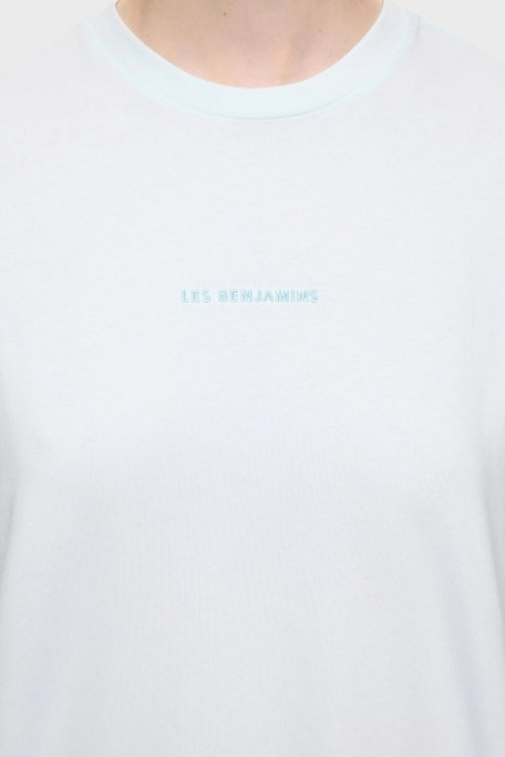Les Benjamins % 100 Pamuk Oversize Fit Bisiklet Yaka Logolu Bayan T Shirt LBNOOSESSFUTS-311 BEBE MAVİ - 5