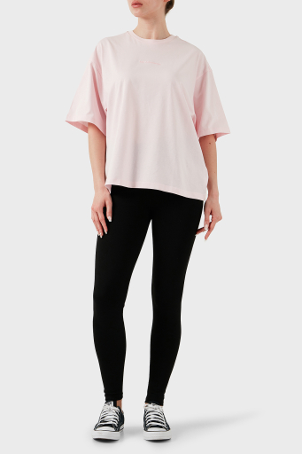 Les Benjamins % 100 Pamuk Oversize Fit Bisiklet Yaka Logolu Bayan T Shirt LBNOOSESSFUTS-312 AÇIK PEMBE - 3