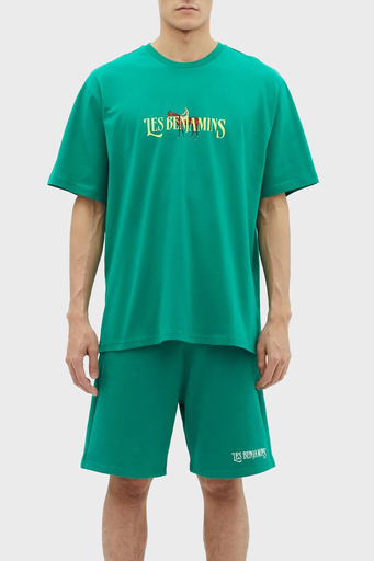 Les Benjamins % 100 Pamuk Relaxed Fit Bisiklet Yaka Erkek T Shirt LB23SSHOEMUTS-006 YEŞİL - 1