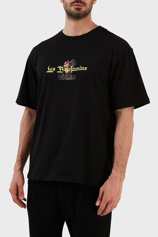 Les Benjamins - Les Benjamins % 100 Pamuk Regular Fit Bisiklet Yaka Erkek T Shirt LB23SSHOEMUTS-016 SİYAH (1)