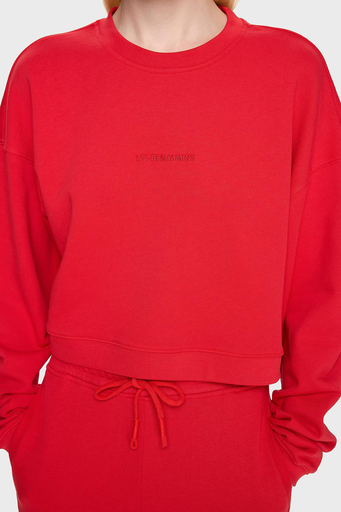 Les Benjamins % 100 Pamuklu Relaxed Fit Bisiklet Yaka Bayan Sweat LB24FWESSFUSW-302 KIRMIZI - 4