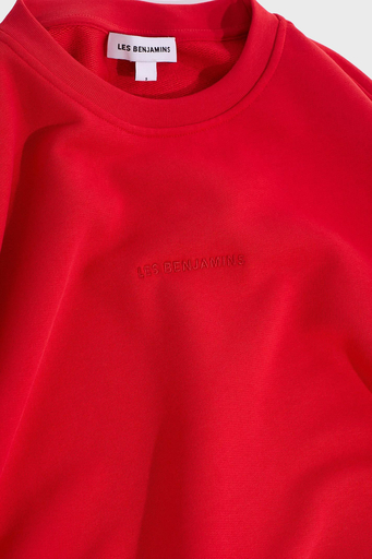 Les Benjamins % 100 Pamuklu Relaxed Fit Bisiklet Yaka Bayan Sweat LB24FWESSFUSW-302 KIRMIZI - 5