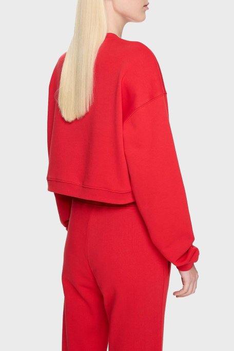 Les Benjamins % 100 Pamuklu Relaxed Fit Bisiklet Yaka Bayan Sweat LB24FWESSFUSW-302 KIRMIZI - 3