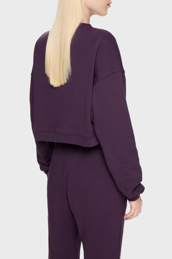 Les Benjamins % 100 Pamuklu Relaxed Fit Bisiklet Yaka Bayan Sweat LB24FWESSFUSW-303 MOR - 8