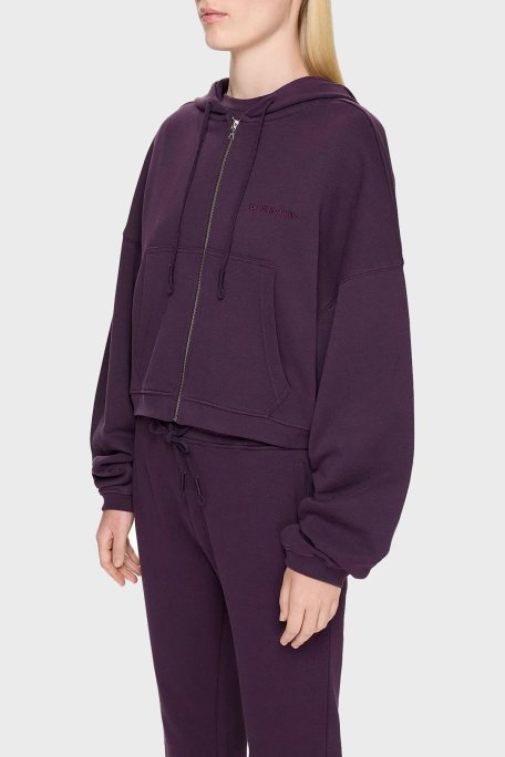 Les Benjamins % 100 Pamuklu Relaxed Fit Kapüşonlu Bayan Sweat LB24FWESSFUZH-303 MOR - 1
