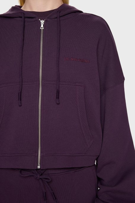 Les Benjamins % 100 Pamuklu Relaxed Fit Kapüşonlu Bayan Sweat LB24FWESSFUZH-303 MOR - 4