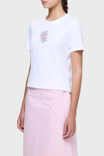 Les Benjamins Baskılı % 100 Pamuk Regular Fit Bisiklet Yaka Bayan T Shirt LB25SSUNLFUTS-005 BEYAZ - 10