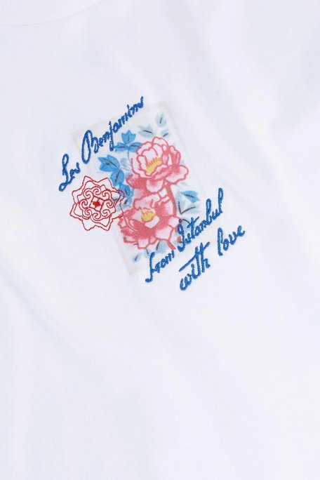 Les Benjamins Baskılı % 100 Pamuk Regular Fit Bisiklet Yaka Bayan T Shirt LB25SSUNLFUTS-005 BEYAZ - 5