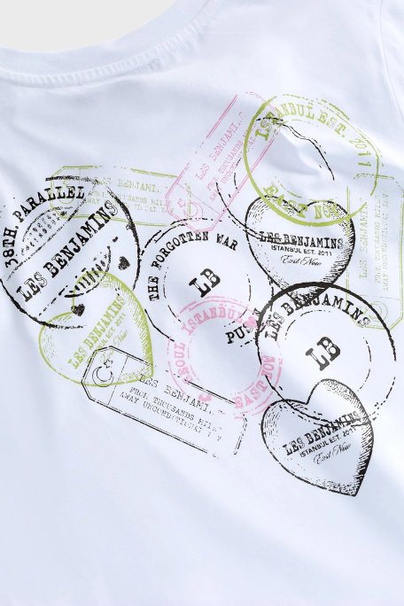 Les Benjamins Baskılı % 100 Pamuk Regular Fit Bisiklet Yaka Bayan T Shirt LB25SSUNLFUTS-030 BEYAZ - 5