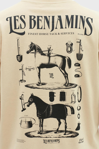 Les Benjamins Baskılı % 100 Pamuk Relaxed Fit Bisiklet Yaka Erkek T Shirt LB23SSHOEMUTS-009 EKRU