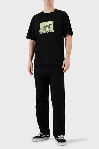 Les Benjamins Baskılı % 100 Pamuk Relaxed Fit Bisiklet Yaka Erkek T Shirt LB25SSUNLMUTS-040 SİYAH - 3