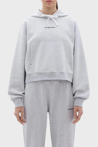 Les Benjamins Crop Fit Kapüşonlu Bayan Sweat LB23FWCLAFUHD-401 GRİ - 7
