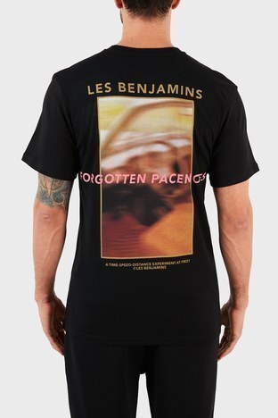 Les Benjamins - Les Benjamins Baskılı Bisiklet Yaka % 100 Pamuk Erkek T Shirt LB21FWRALMUTS-006 SİYAH (1)