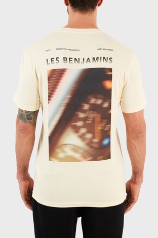 Les Benjamins - Les Benjamins Baskılı Bisiklet Yaka % 100 Pamuk Erkek T Shirt LB21FWRALMUTS-008 KREM (1)