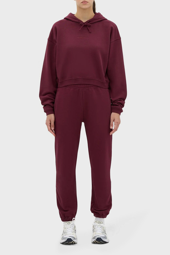 Les Benjamins Kapüşonlu % 100 Pamuk Crop Fit Bayan Sweat LB23FWESSFUHD-301 BORDO - 3