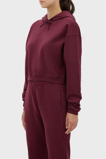 Les Benjamins Kapüşonlu % 100 Pamuk Crop Fit Bayan Sweat LB23FWESSFUHD-301 BORDO - 4