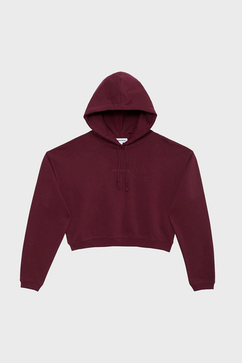 Les Benjamins Kapüşonlu % 100 Pamuk Crop Fit Bayan Sweat LB23FWESSFUHD-301 BORDO - 7