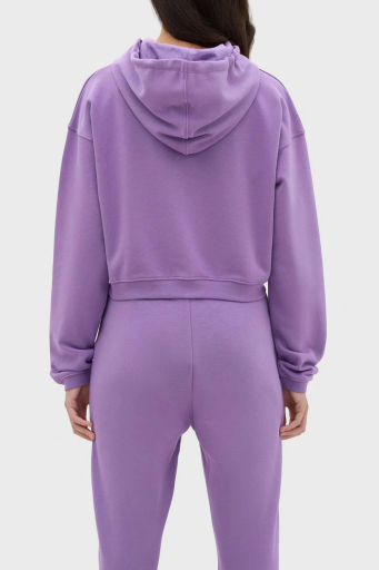 Les Benjamins Kapüşonlu % 100 Pamuk Crop Fit Bayan Sweat LB23FWESSFUHD-304 LİLA - 9