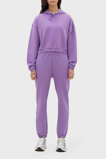 Les Benjamins Kapüşonlu % 100 Pamuk Crop Fit Bayan Sweat LB23FWESSFUHD-304 LİLA - 10