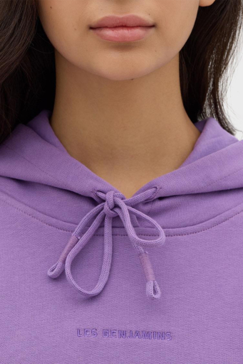 Les Benjamins Kapüşonlu % 100 Pamuk Crop Fit Bayan Sweat LB23FWESSFUHD-304 LİLA - 11